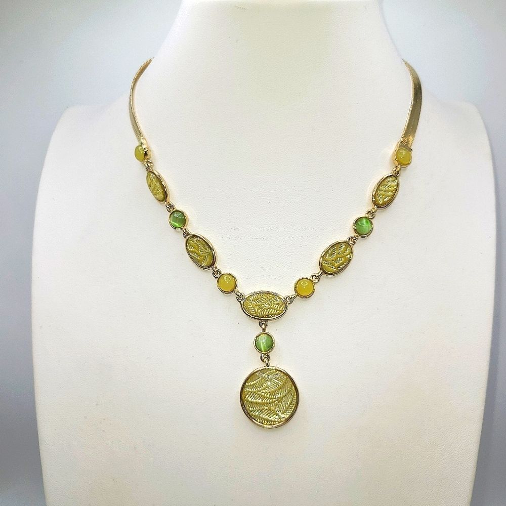 Light Green and gold toned Necklace